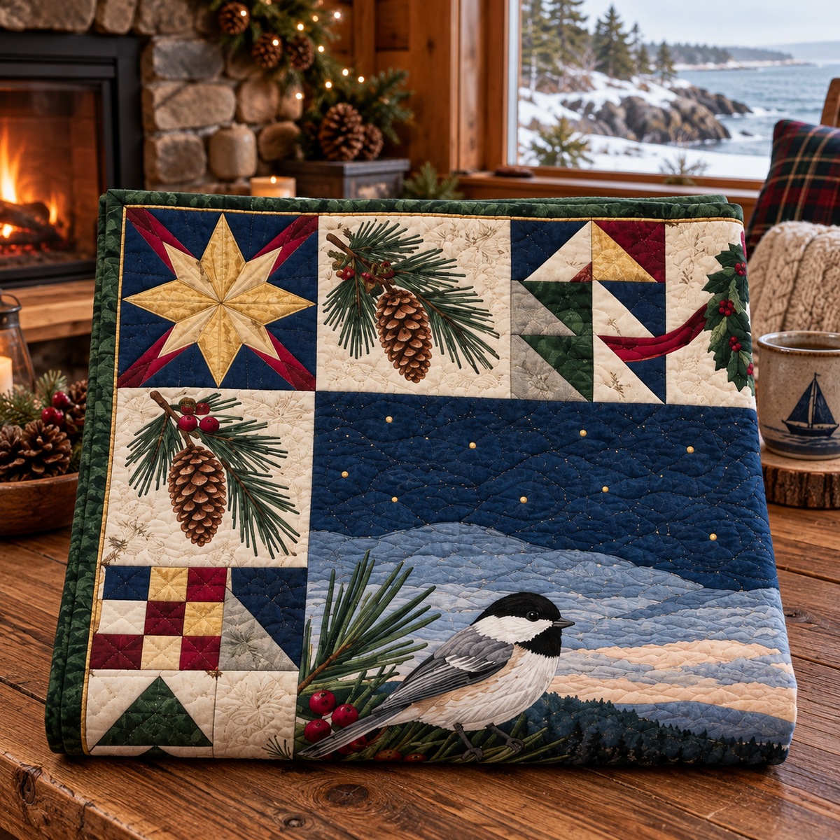 St. John River Home Christmas Homecoming TD271026094 Quilt Blanket — folded mockup