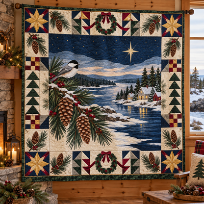 St. John River Home Christmas Homecoming TD271026094 Quilt Blanket — hanging mockup
