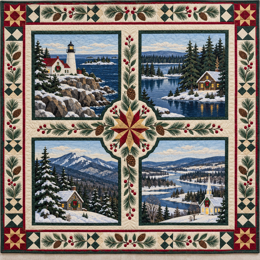 Maine Christmas Windows TD271026095 Quilt Blanket — original design