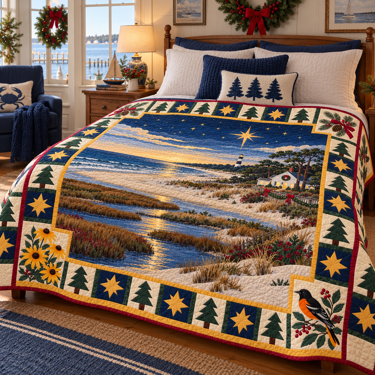 Chesapeake Susan Christmas Eve TD271026096 Quilt Blanket — bed mockup