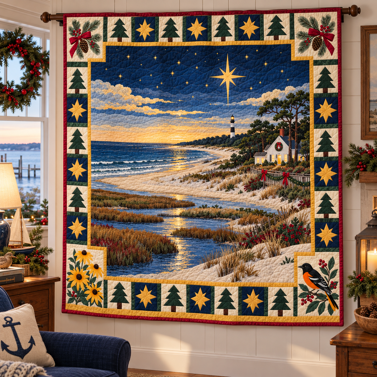 Chesapeake Susan Christmas Eve TD271026096 Quilt Blanket — hanging mockup