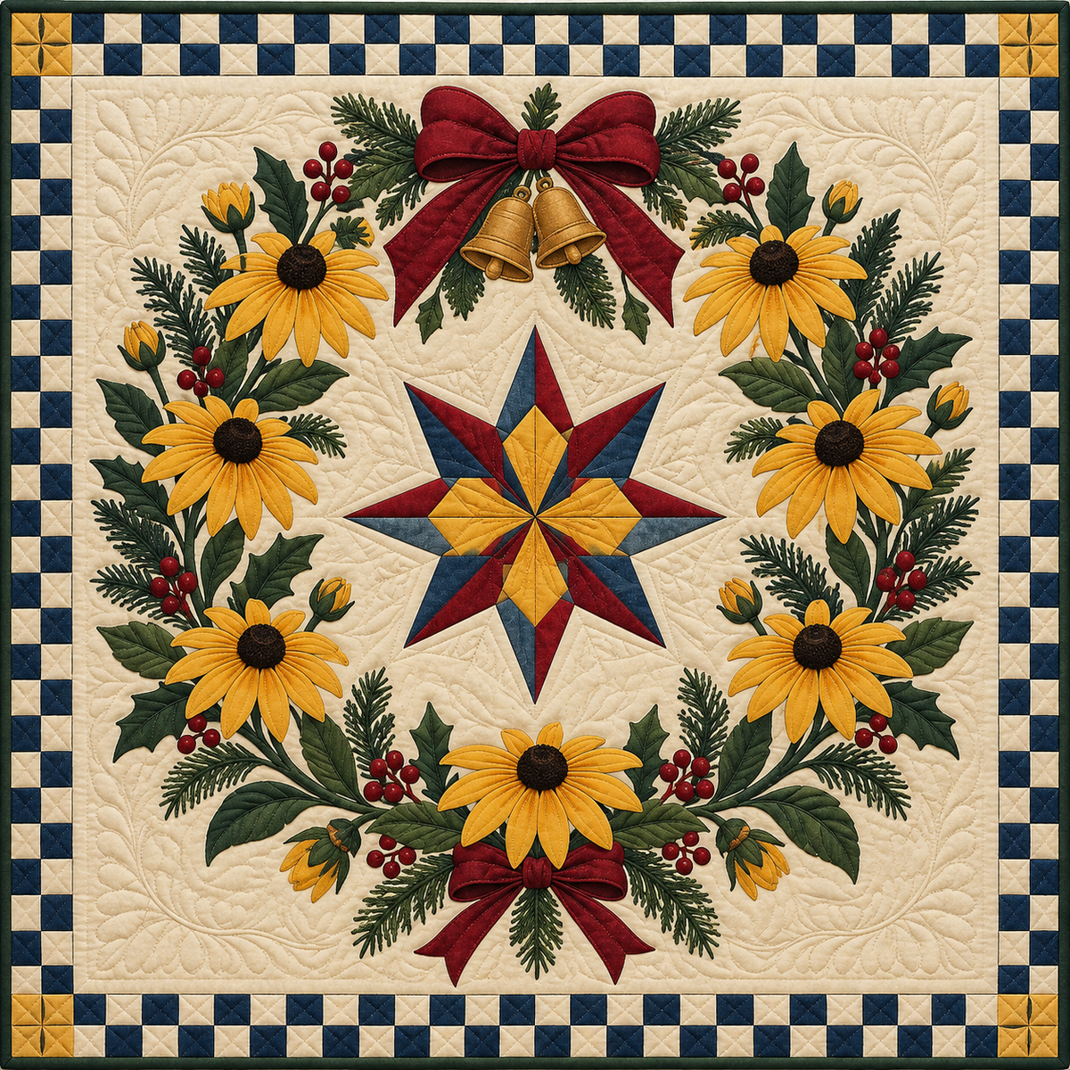 Black-eyed Susan Christmas Wreath TD271026097 Quilt Blanket — original design