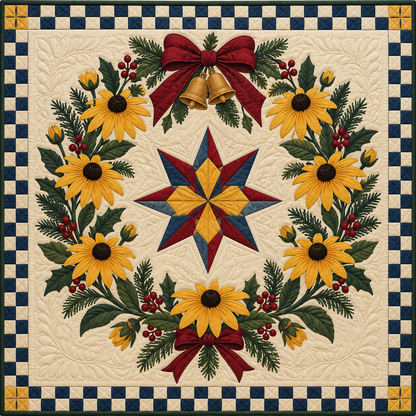 Black-eyed Susan Christmas Wreath TD271026097 Quilt Blanket — original design