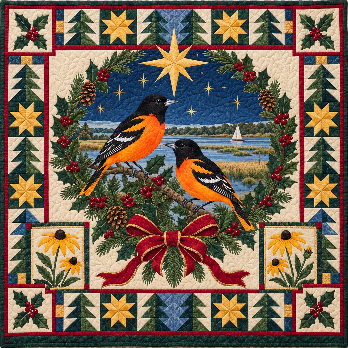 Oriole and Susan Christmas Star TD271026098 Quilt Blanket — original design