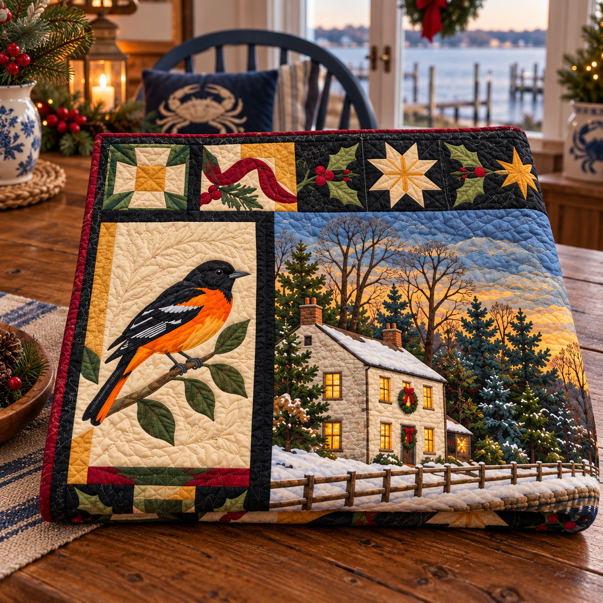Potomac Lockstones Christmas Homecoming TD271026099 Quilt Blanket — folded mockup