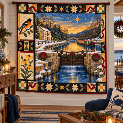 Potomac Lockstones Christmas Homecoming TD271026099 Quilt Blanket — hanging mockup