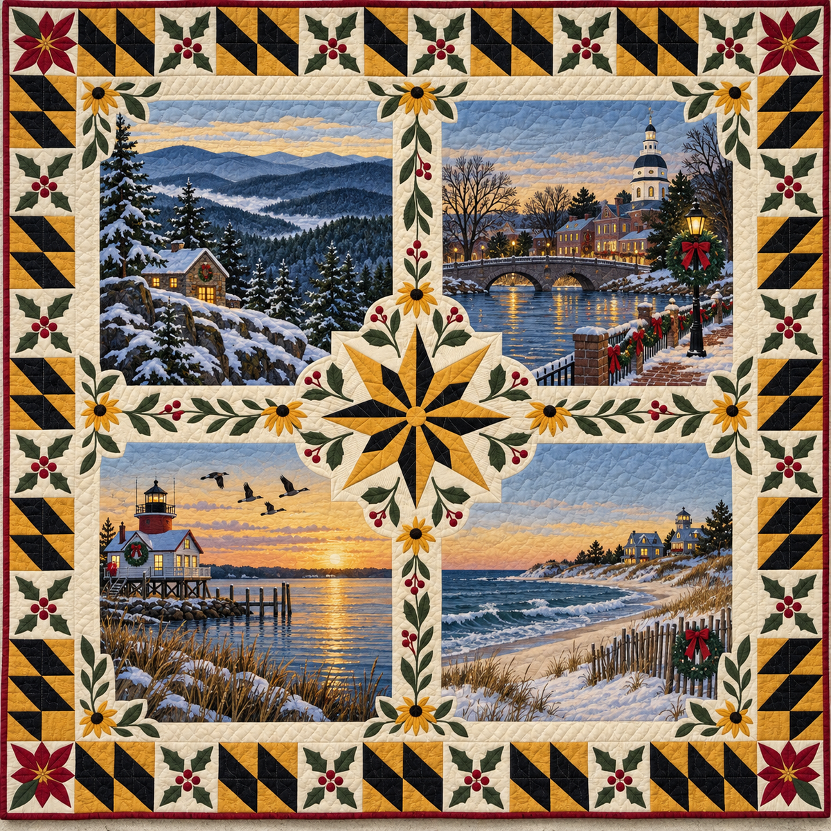 Maryland Christmas Windows TD271026100 Quilt Blanket — original design