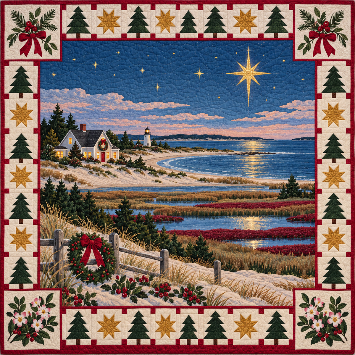 Mayflower Shoreline Christmas Eve TD271026101 Quilt Blanket — original design