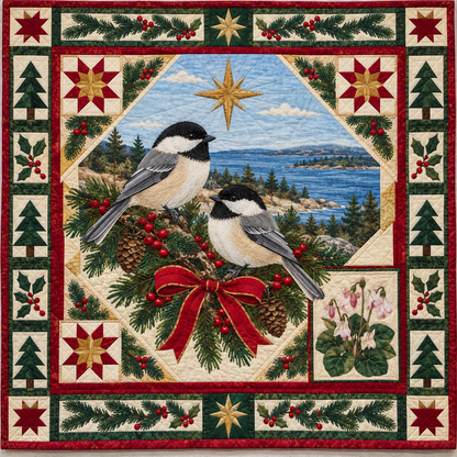 Chickadee in the Mayflower Woods Christmas Star TD271026103 Quilt Blanket — original design