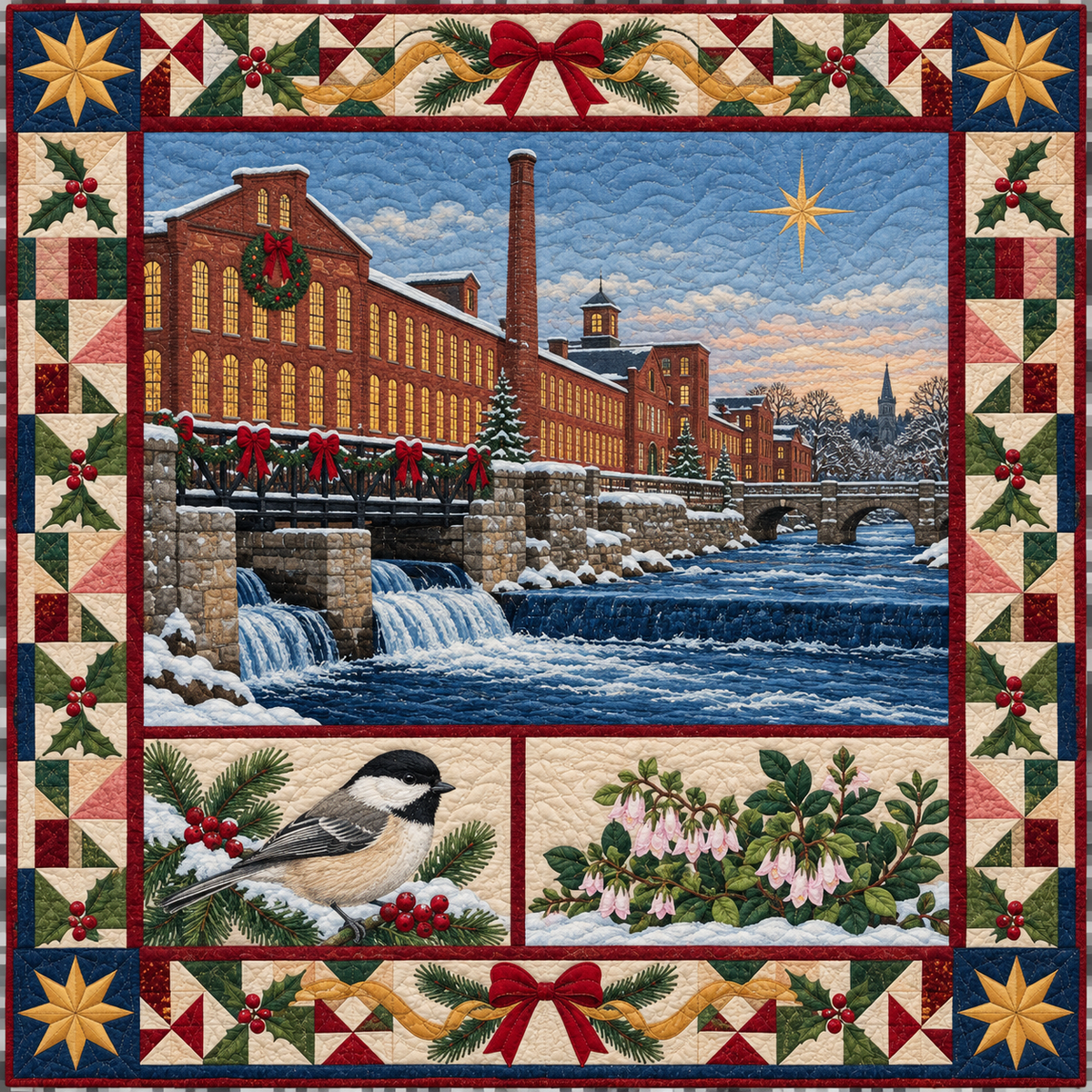 Lowell Loom and Water Christmas Homecoming TD271026104 Quilt Blanket — original design