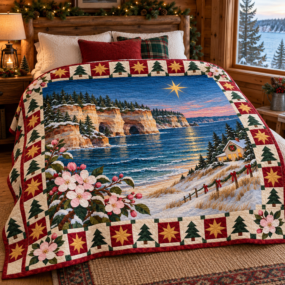 Blossom Great Lakes Christmas Eve TD271026106 Quilt Blanket — bed mockup