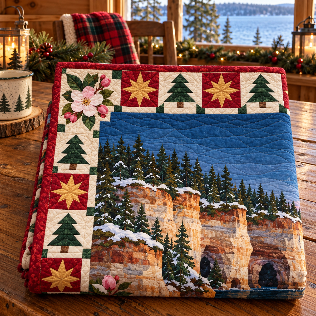 Blossom Great Lakes Christmas Eve TD271026106 Quilt Blanket — folded mockup