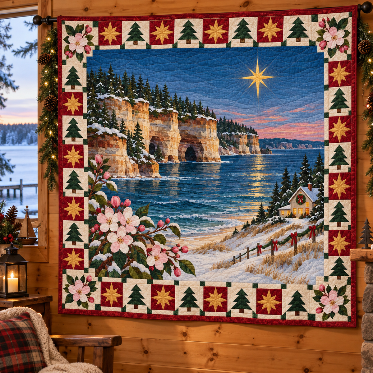 Blossom Great Lakes Christmas Eve TD271026106 Quilt Blanket — hanging mockup