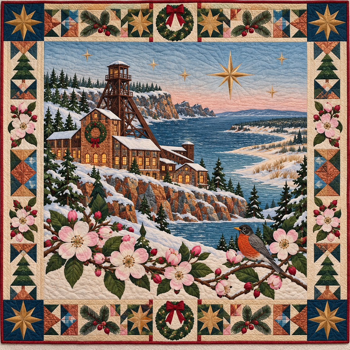 Copper Country Windows Christmas Homecoming TD271026109 Quilt Blanket — original design
