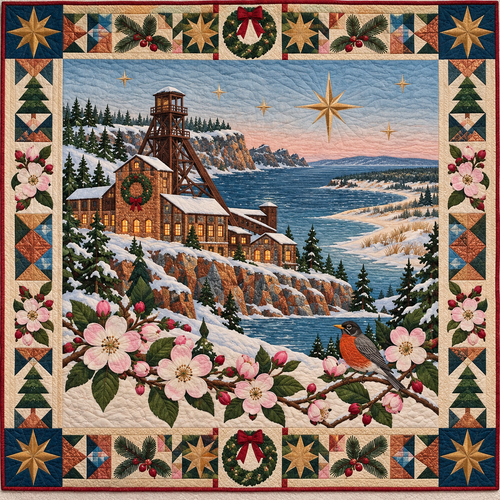 Copper Country Windows Christmas Homecoming TD271026109 Quilt Blanket — original design