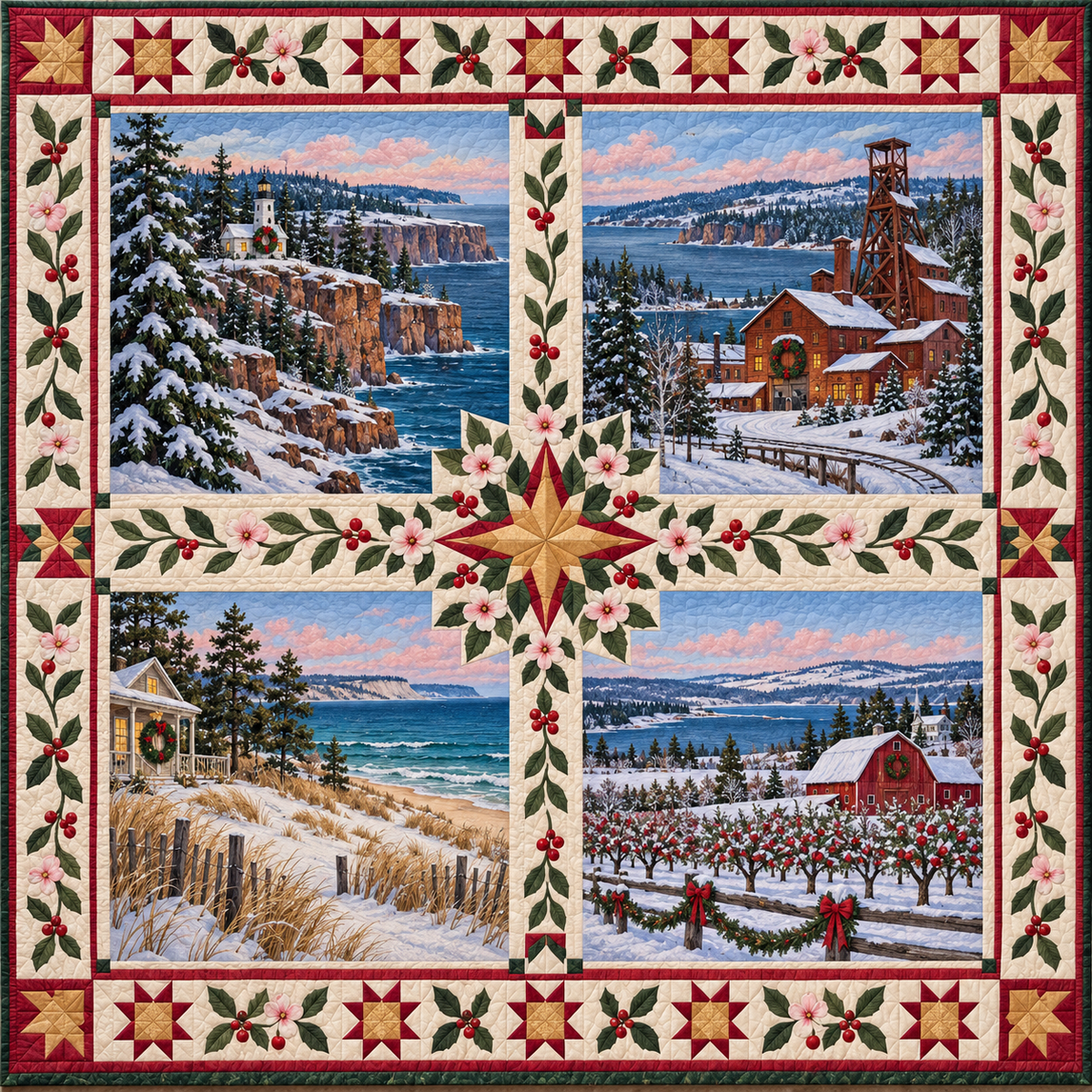 Michigan Christmas Windows TD271026110 Quilt Blanket — original design