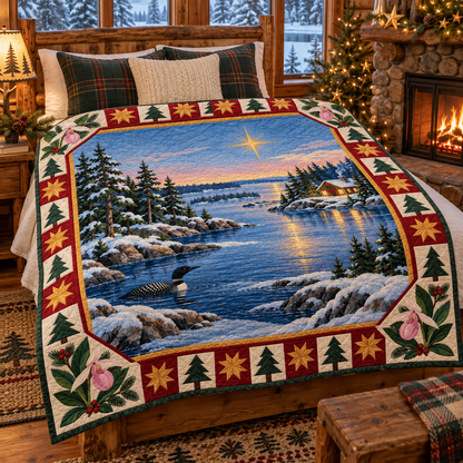 Lady's-Slipper Lakes Christmas Eve TD271026111 Quilt Blanket — bed mockup