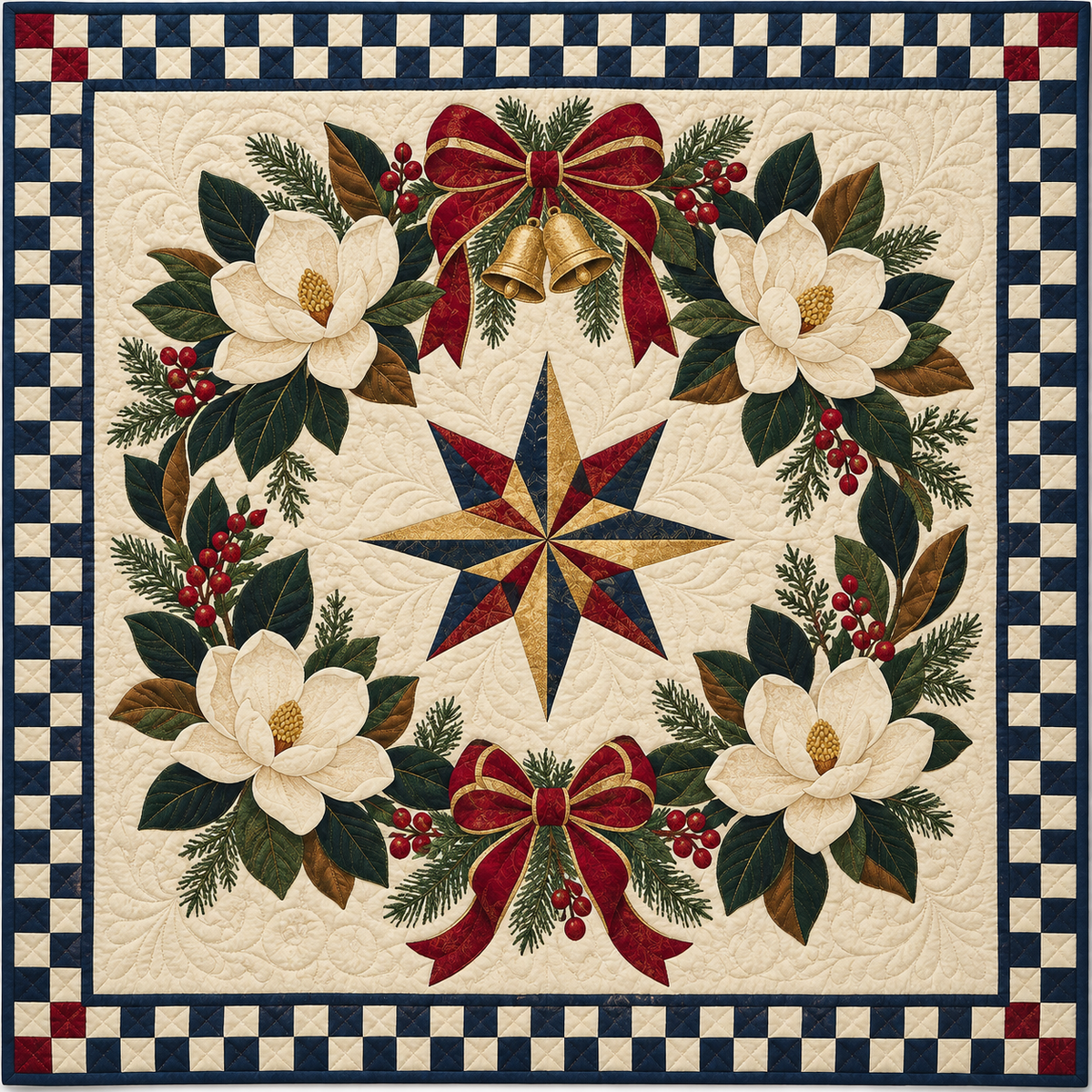 Southern magnolia Christmas Wreath TD271026117 Quilt Blanket — original design