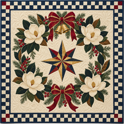 Southern magnolia Christmas Wreath TD271026117 Quilt Blanket — original design