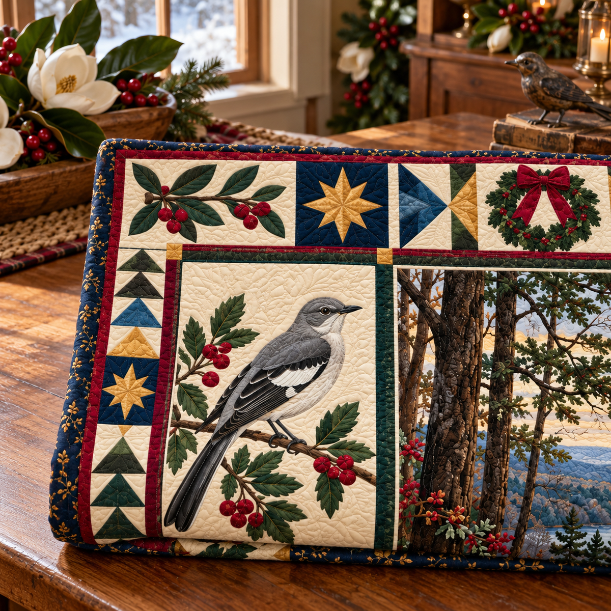 Trace of Home Christmas Homecoming TD271026119 Quilt Blanket — folded mockup