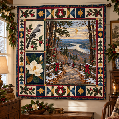 Trace of Home Christmas Homecoming TD271026119 Quilt Blanket — hanging mockup