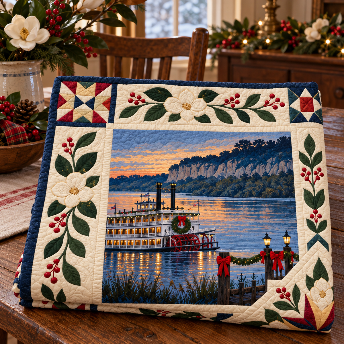 Mississippi Christmas Windows TD271026120 Quilt Blanket — folded mockup