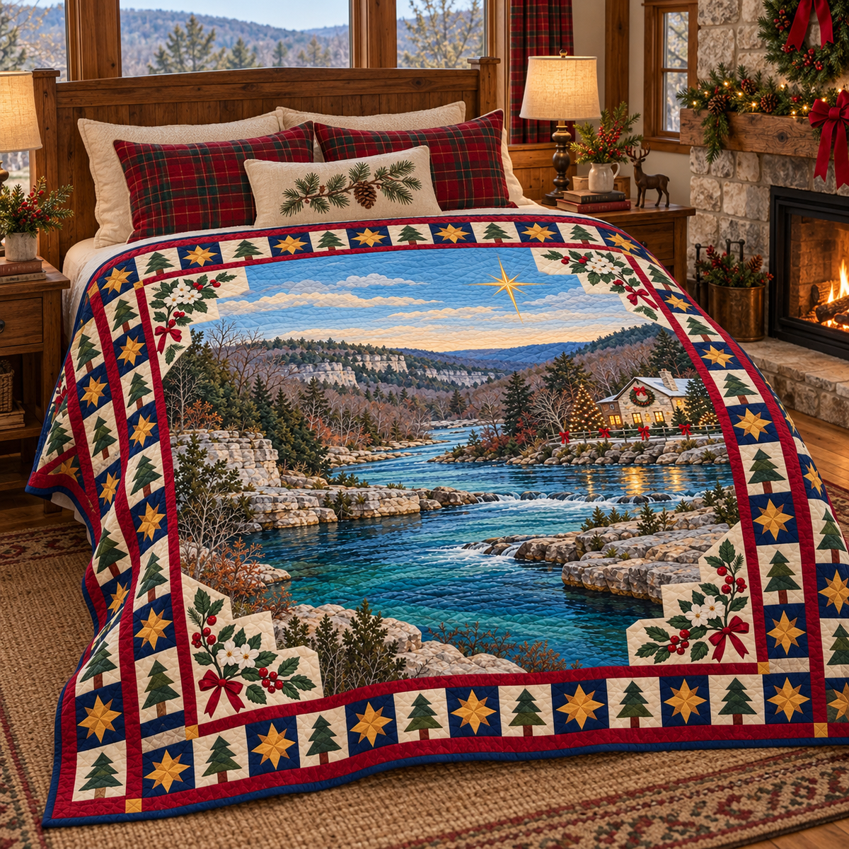 Hawthorn Springwater Christmas Eve TD271026121 Quilt Blanket — bed mockup