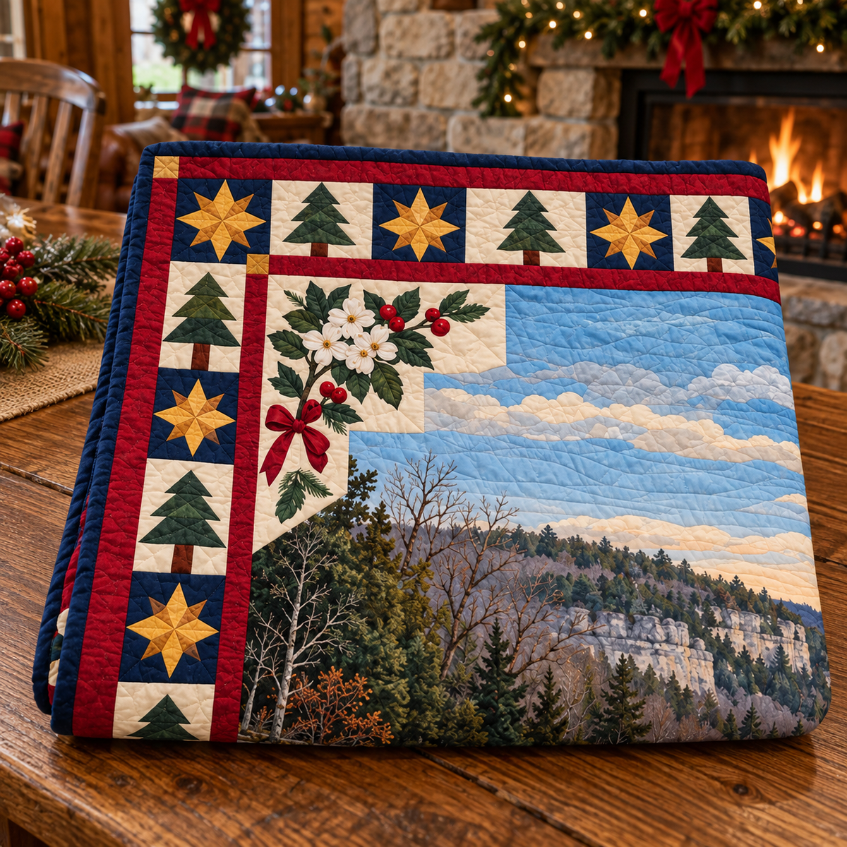 Hawthorn Springwater Christmas Eve TD271026121 Quilt Blanket — folded mockup
