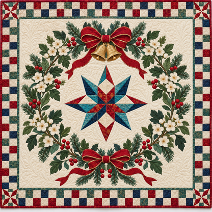 Hawthorn blossom Christmas Wreath TD271026122 Quilt Blanket — original design