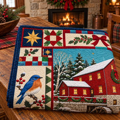 Alley Mill Redwork Christmas Homecoming TD271026124 Quilt Blanket — folded mockup