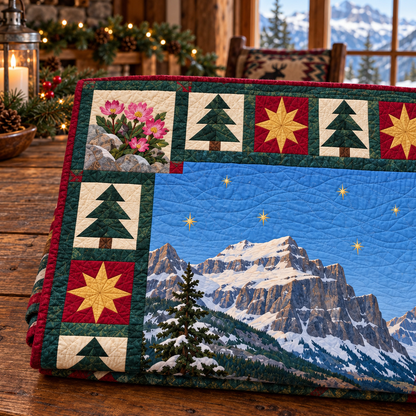 Bitterroot Big Sky Christmas Eve TD271026126 Quilt Blanket — folded mockup