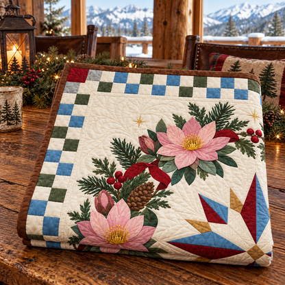 Bitterroot Christmas Wreath TD271026127 Quilt Blanket — folded mockup