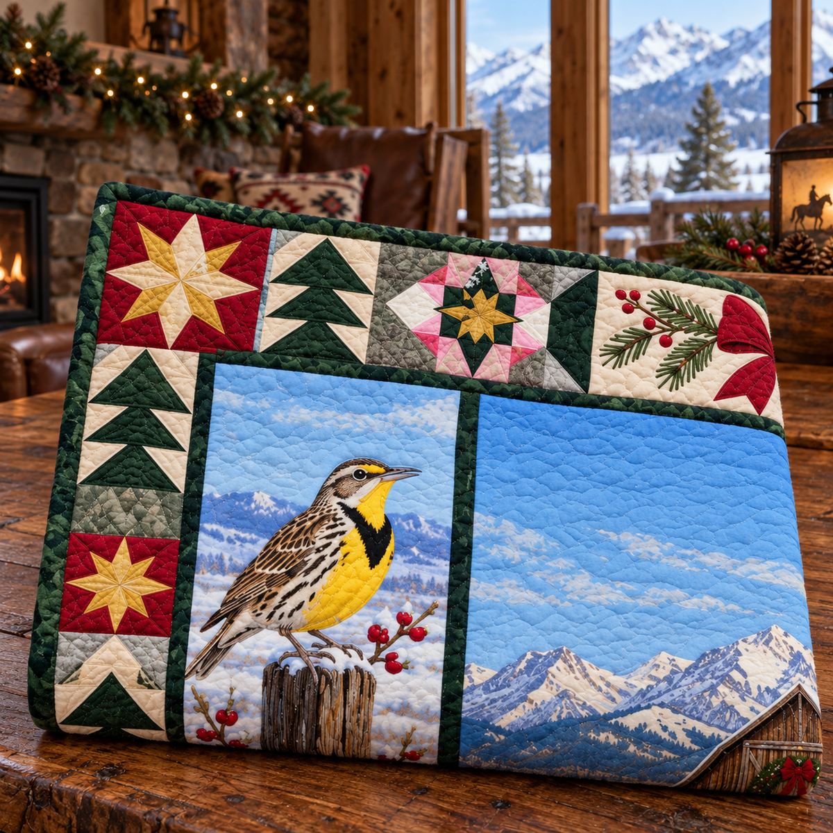 Ranch Horizon Christmas Homecoming TD271026129 Quilt Blanket — folded mockup