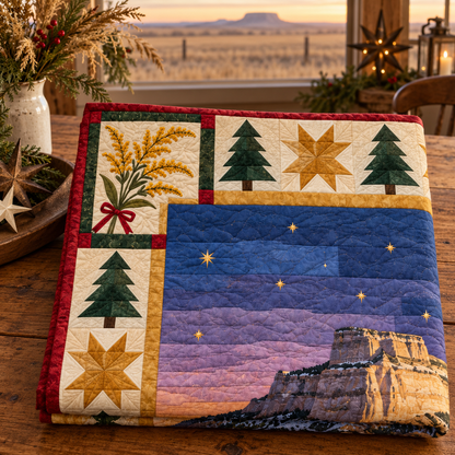Goldenrod Bluff Horizon Christmas Eve TD271026131 Quilt Blanket — folded mockup