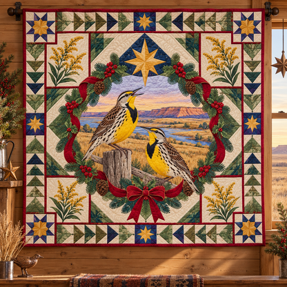 Meadowlark Bluff Song Christmas Star TD271026133 Quilt Blanket — hanging mockup