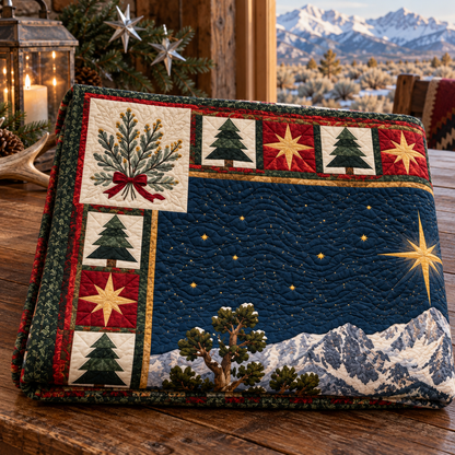 Sagebrush Starlight Christmas Eve TD271026136 Quilt Blanket — folded mockup