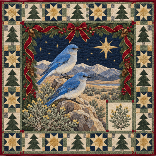 Bluebird in Sagebrush Christmas Star TD271026138 Quilt Blanket — original design