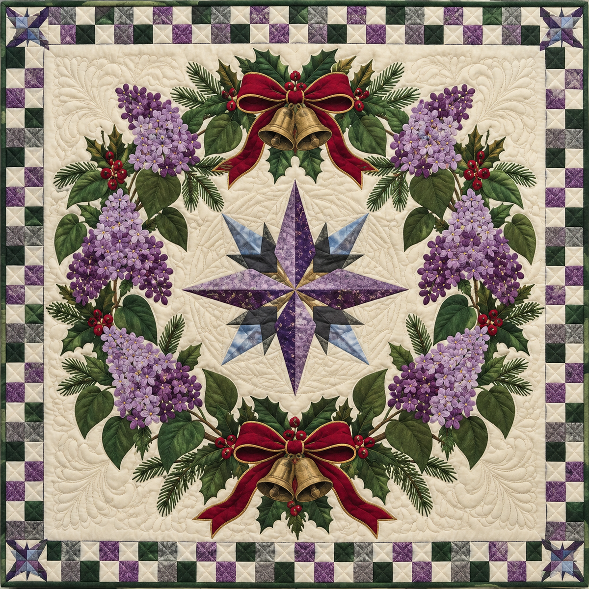 Purple lilac Christmas Wreath TD271026142 Quilt Blanket — original design