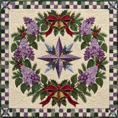Purple lilac Christmas Wreath TD271026142 Quilt Blanket — original design