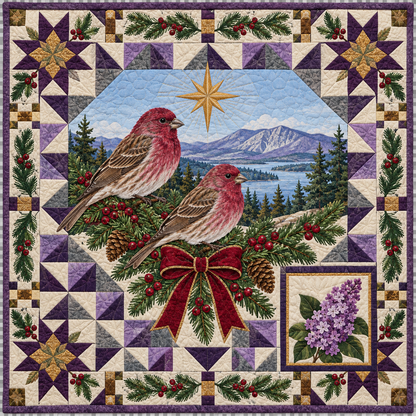 Finch in the Lilac Christmas Star TD271026143 Quilt Blanket — original design