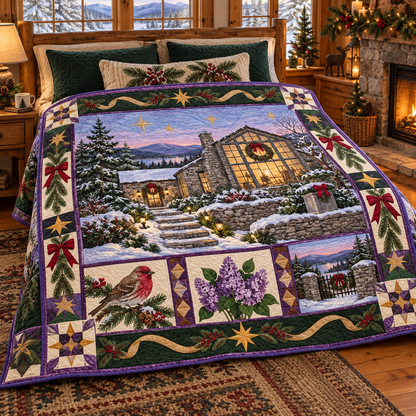 Cornish Studio Light Christmas Homecoming TD271026144 Quilt Blanket — bed mockup