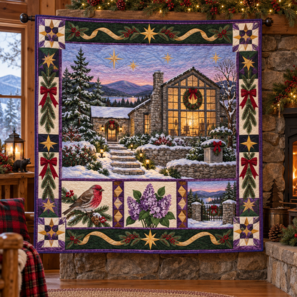 Cornish Studio Light Christmas Homecoming TD271026144 Quilt Blanket — hanging mockup