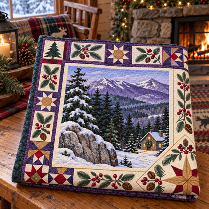 New Hampshire Christmas Windows TD271026145 Quilt Blanket — folded mockup