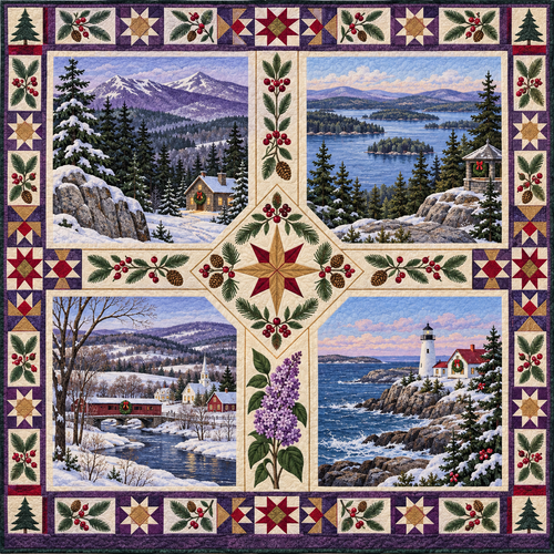 New Hampshire Christmas Windows TD271026145 Quilt Blanket — original design