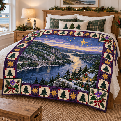 Violet Pine and Tide Christmas Eve TD271026146 Quilt Blanket — bed mockup