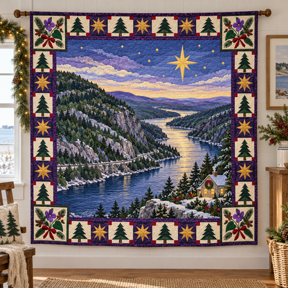 Violet Pine and Tide Christmas Eve TD271026146 Quilt Blanket — hanging mockup
