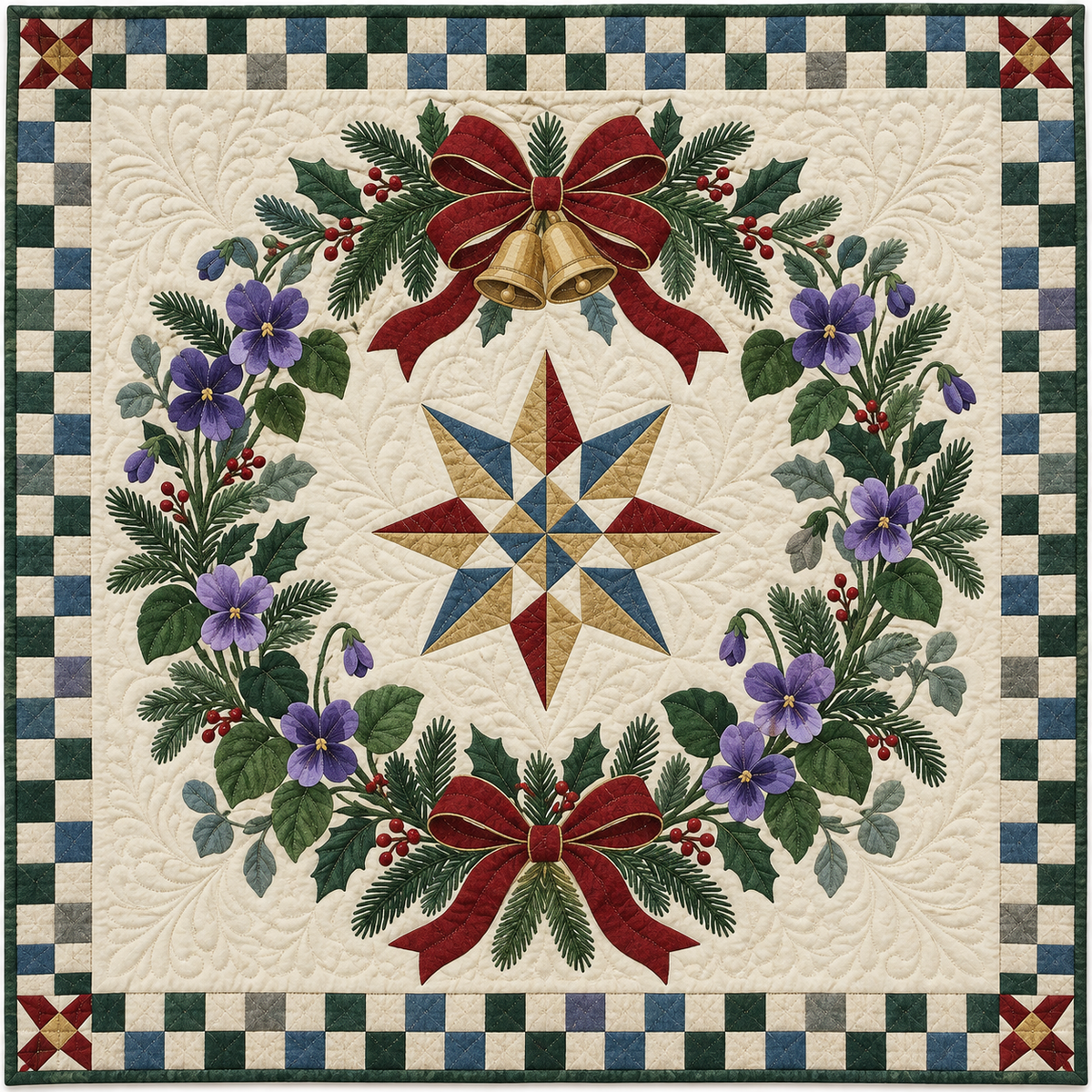 Violet Christmas Wreath TD271026147 Quilt Blanket — original design