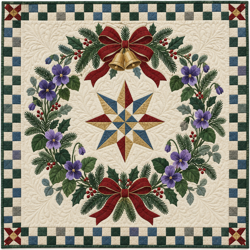 Violet Christmas Wreath TD271026147 Quilt Blanket — original design