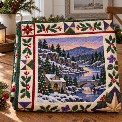 New Jersey Christmas Windows TD271026150 Quilt Blanket — folded mockup