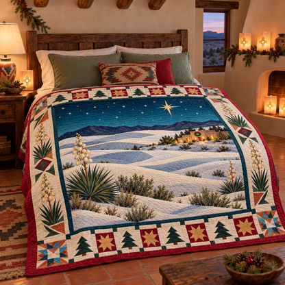 Yucca Moon Sands Christmas Eve TD271026151 Quilt Blanket — bed mockup